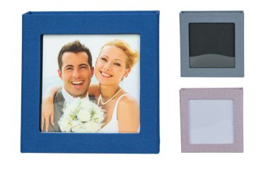 Hochzeit USB-Box mit Bildfenster. Fabric Beige, Blau, Grau